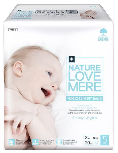 NATURE LOVE MERE — Підгузки дитячі, серія MAGIC SLIM FIT, розмір XL, 20 шт., 12+ кг