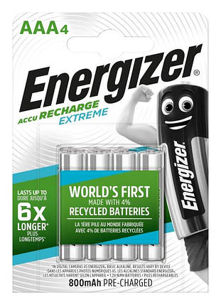 Аккумулятор Energizer Recharge Extreme, AAA/(HR03), 800 mAh, LSD Ni-MH, блистер 4шт, фото 2