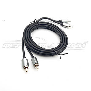 Кабель аудіо 2RCA-2RCA (преміум якість), 1.8 м, фото 2