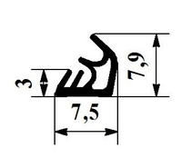 Уплотнитель для межкомнатных дверей 8/7мм под паз 3-4мм