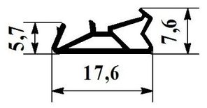 Ущільнювач для міжкімнатних дверей 17/7 мм під паз 5 мм