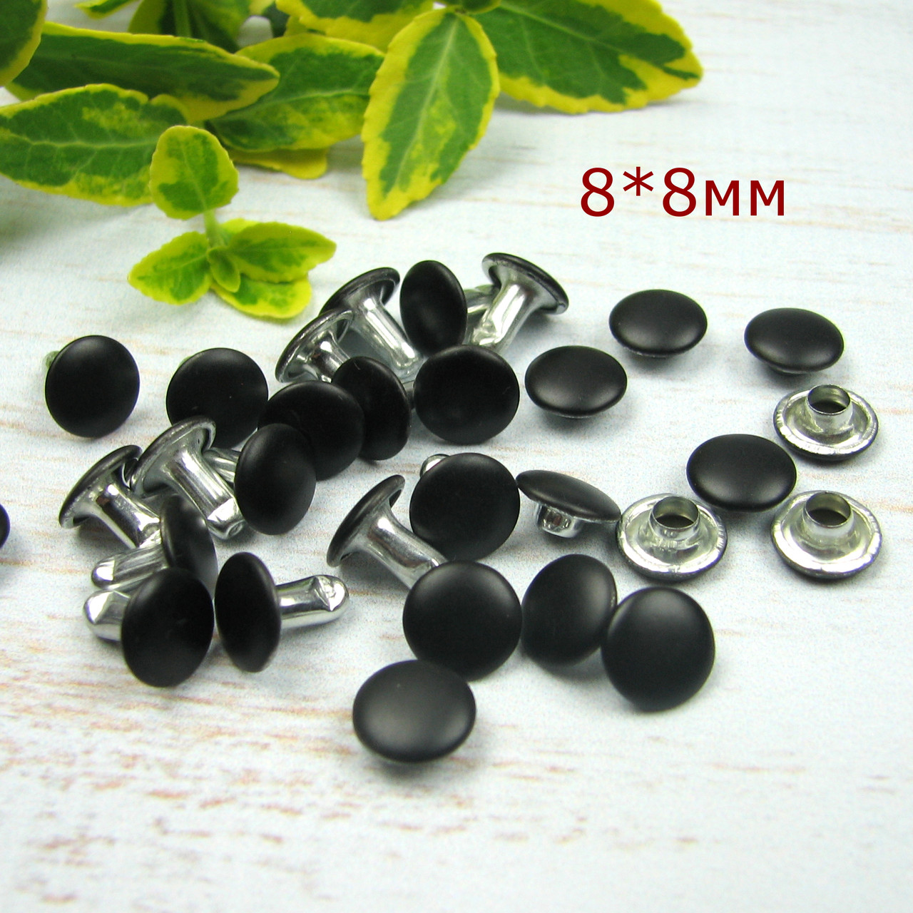 Хольнітени двосторонні декоративні Заклепки чорні матові 8*8мм 10шт (CHL005), фото 1