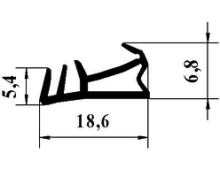 Ущільнювач для міжкімнатних дверей 19/7 мм під паз 5 мм