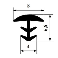Ущільнювач для міжкімнатних дверей 8 мм під паз 3-4ммм