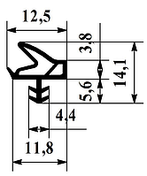 Ущільнювач для міжкімнатних дверей 12 мм під паз 4 мм