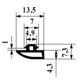 Ущільнювач для міжкімнатних дверей 13.5 мм під паз 4 мм