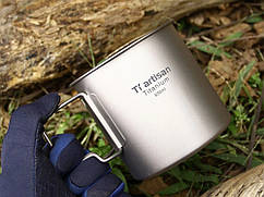 Кружка Tiartisan з кришкою 650 мл титанова зі складною ручкою ультралегкая 650 ml