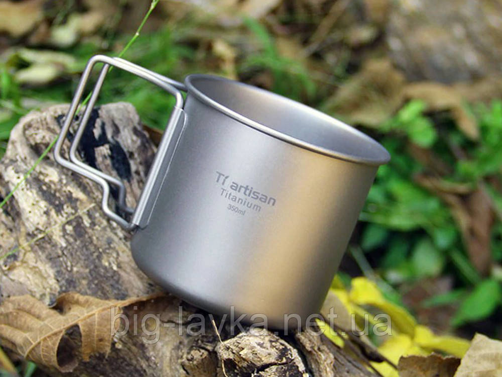 Кружка Tiartisan з кришкою 350 мл титанова ультралегкая 350ml, фото 1