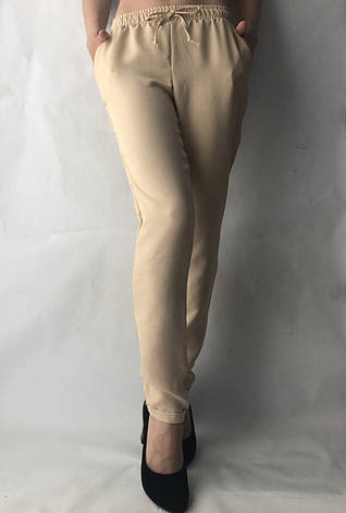 Літні штани з льону-котону No14 БАТАЛ бежевий, фото 2
