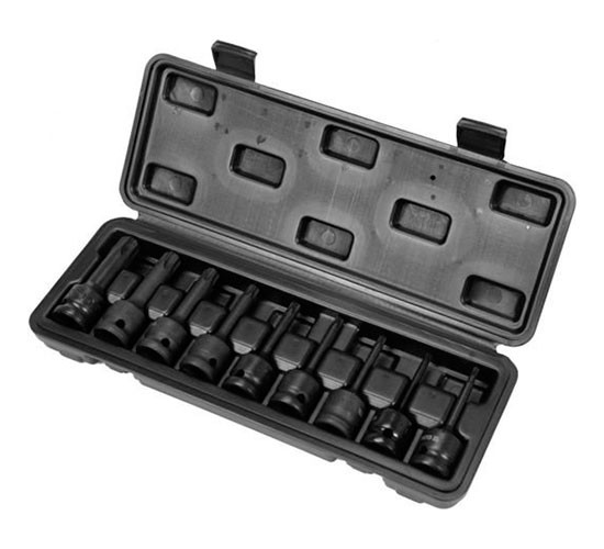 Набір отверточних ударних насадок TORX 1/2" (T20-T70) 9 шт YATO YT-10654 (Польща), фото 1