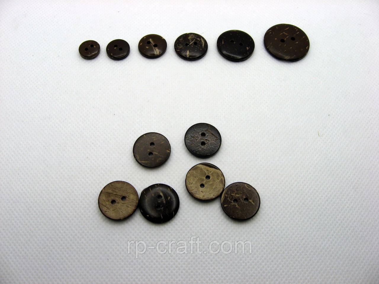 Гудзик з кокосового горіха, круглий, 18 мм, фото 1