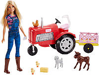 Набор кукла Барби Фермер с трактором и животными Barbie Doll and Tractor FRM18