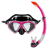 Набір для плавання маска з трубкою Dolvor М289P+SN09P (термоскло, силікон чорний, пластик, чорний оранжевий, фото 2