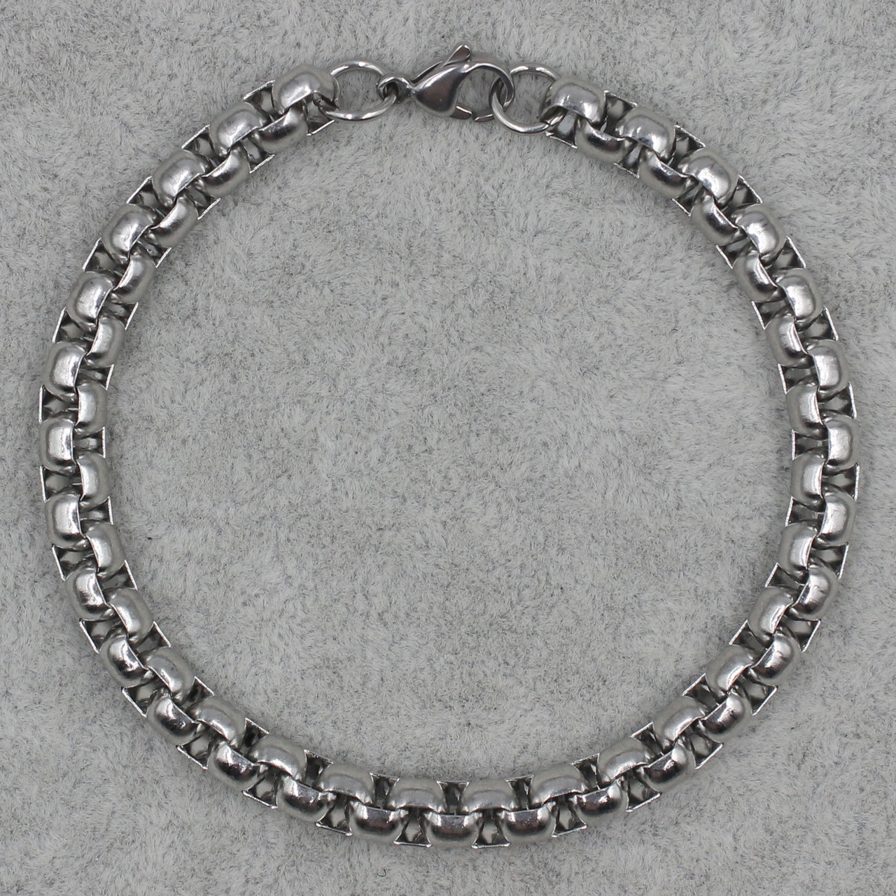 Браслет чоловічий сріблястий плетіння бельцер Stainless Steel із медичної сталі довжина 22 см ширина 4 мм