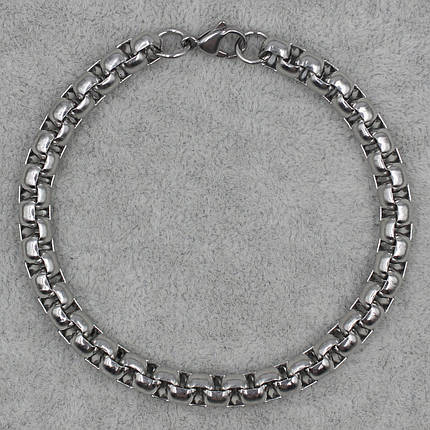 Браслет чоловічий сріблястий плетіння бельцер Stainless Steel із медичної сталі довжина 22 см ширина 4 мм, фото 1