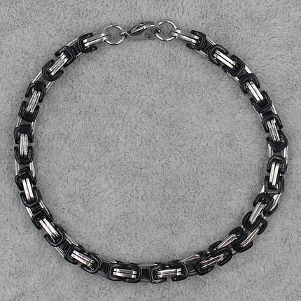 Браслет мужской SteelRage Stainless Steel цвет черный с серебро из медицинской стали длина 22 см ширина 8 мм, фото 3