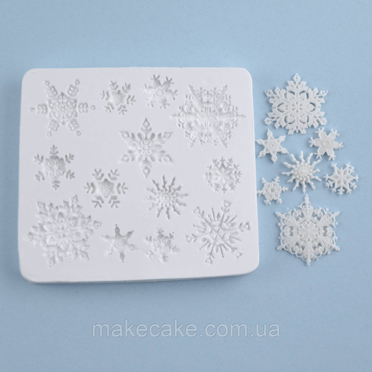 Силіконовий молд Набір сніжинок 8.5х9.5 см, фото 1