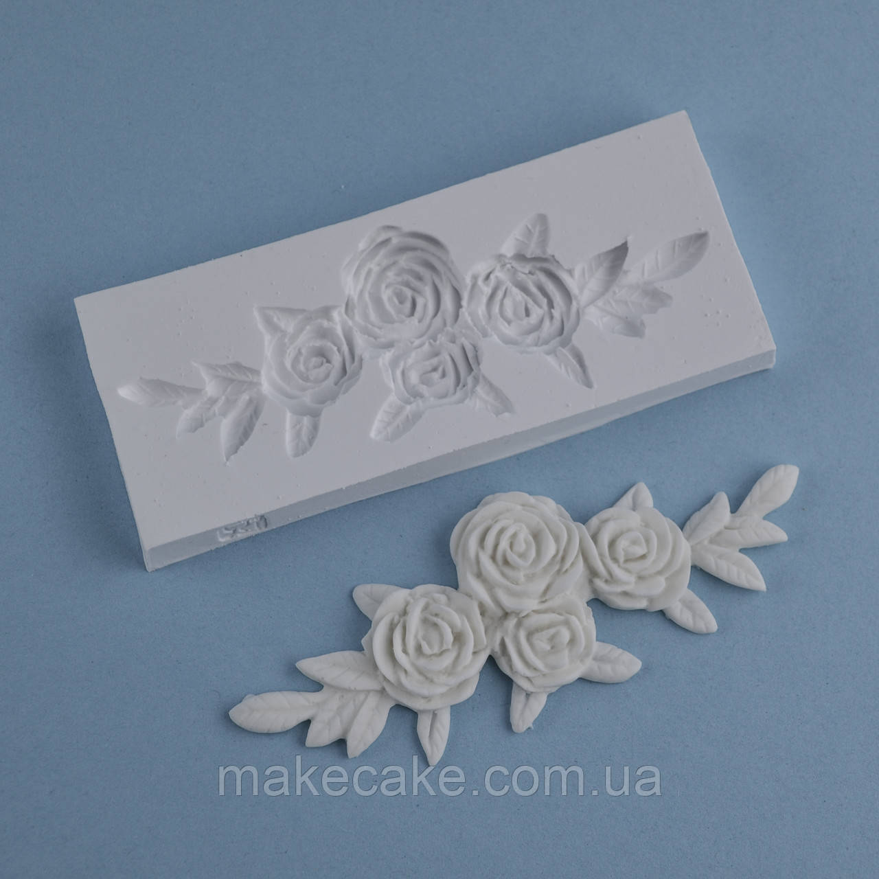 Силіконовий молд Бордюр Чотири троянди 10.4х4.7 см, фото 1