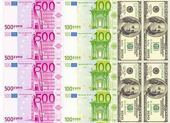 Вафельна картинка "Долари, Євро" А4, 20х30 см