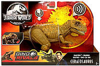 Игрушка динозавр цератозавр со звуковым эффектом Jurassic World Roarivores Ceratosaurus Юрский мир Mattel