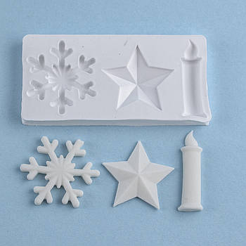 Силіконовий молд Сніжинка, зірка, свічка 4.5х9.5 см
