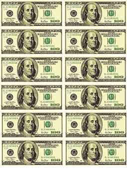Вафельна картинка "Долари США-1" А4, 20х30 см