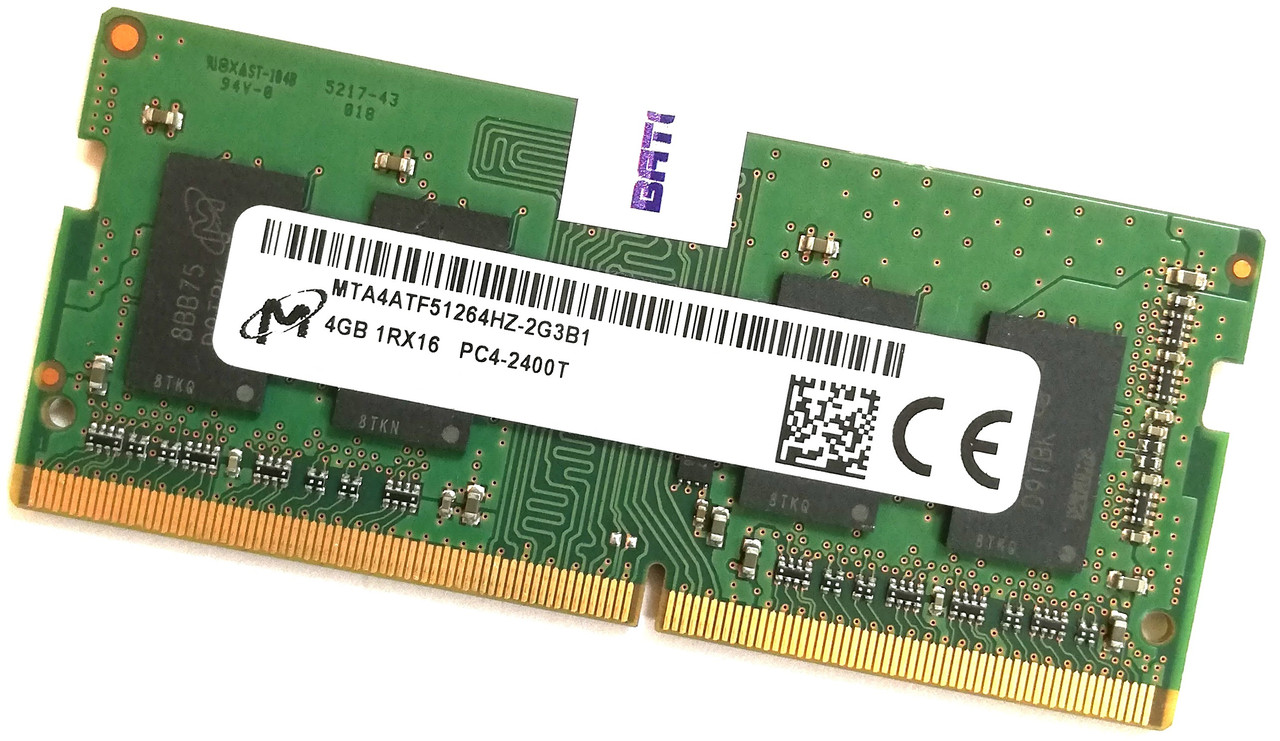 Оперативная память для ноутбука Micron SODIMM DDR4 4Gb 2400MHz 19200S 1R16 CL17 (MTA4ATF51264HZ-2G3B1) Б/У