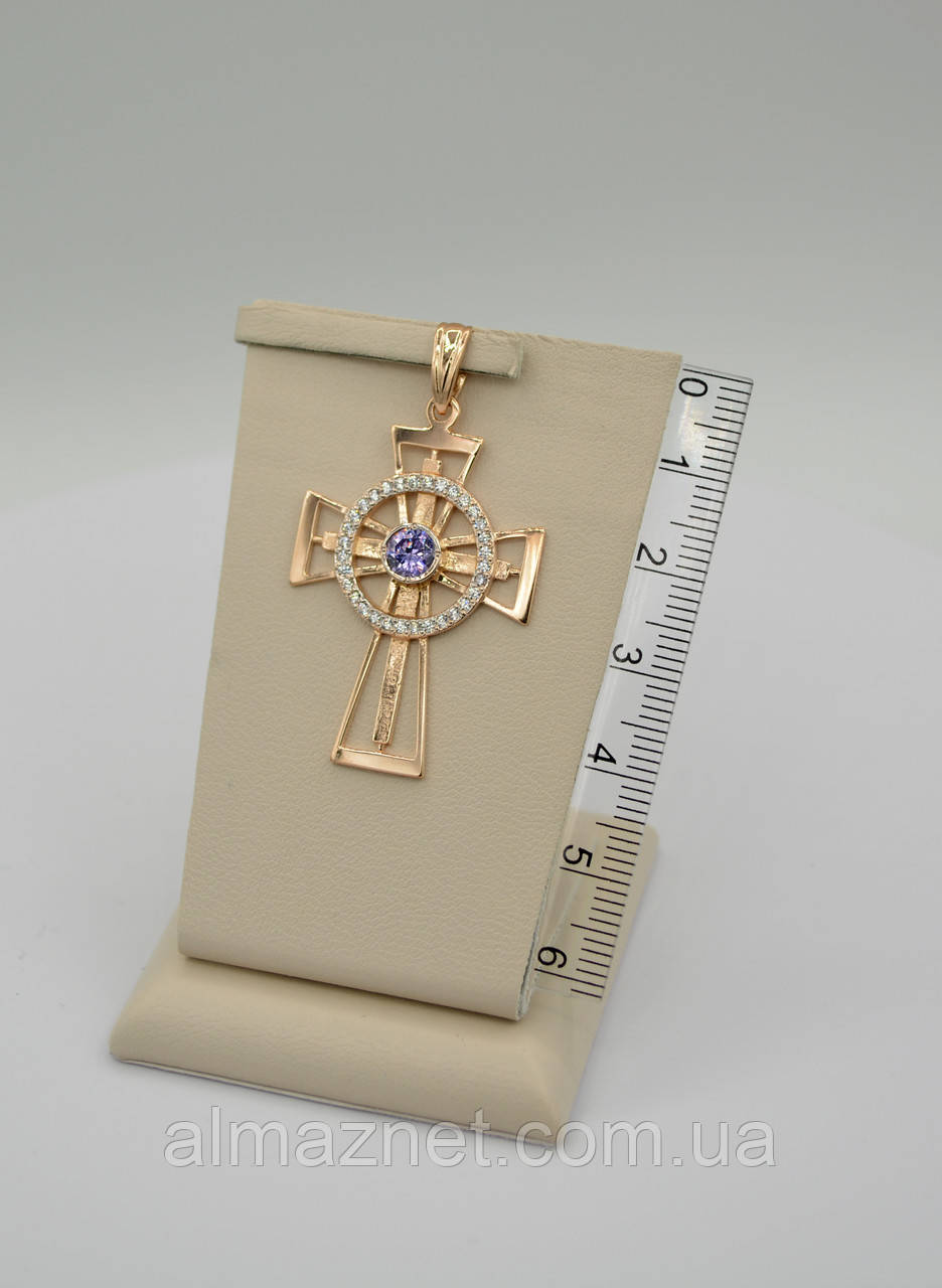 Золотой кельтский крест с камнем в центре - фото 1 - id-p966515432