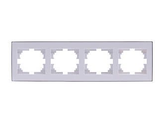 Рамка для розеток/вимикачів 4-а горизонтальна LEZARD Rain білий з хромом