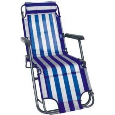 Крісло-шезлонг розкладне, пляжний, садове 178*60*80см (Синя смужка)
