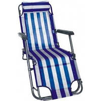 Крісло-шезлонг розкладне, пляжний, садове 178*60*80см (Синя смужка)