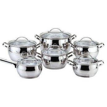 Набір посуду Maestro Jambo Apple MR-3501, 12 предметів із неіржавкої сталі <unk> каструля Маєстро, ківш Маестро