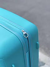 Велика пластикова валіза з поліпропілену бірюзового кольору Франція, фото 3
