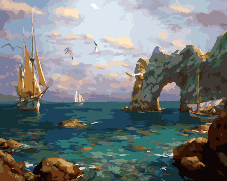 Картина за номерами "Спекотне літо Криму" худ. Свиридов Сергій (VP251) Турбо 40 х 50 см, фото 1