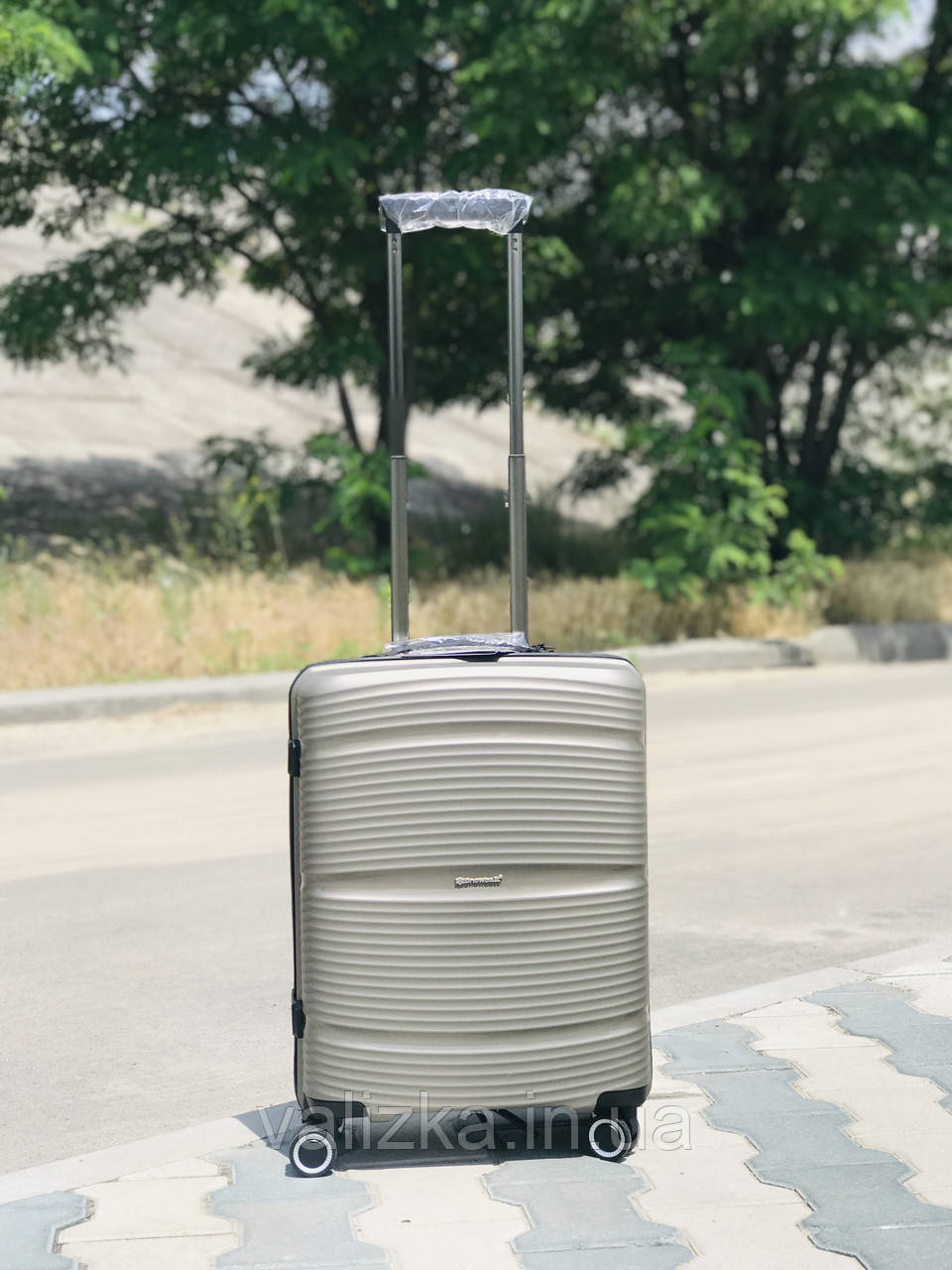Пластикова валіза з поліпропілену мала сріблястого кольору Франція
