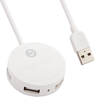 Зовнішній USB-розгалужувач smart HUB WK Carbin WT-N2 2.1 A 4 USB + MicroUSB 120cm Білий