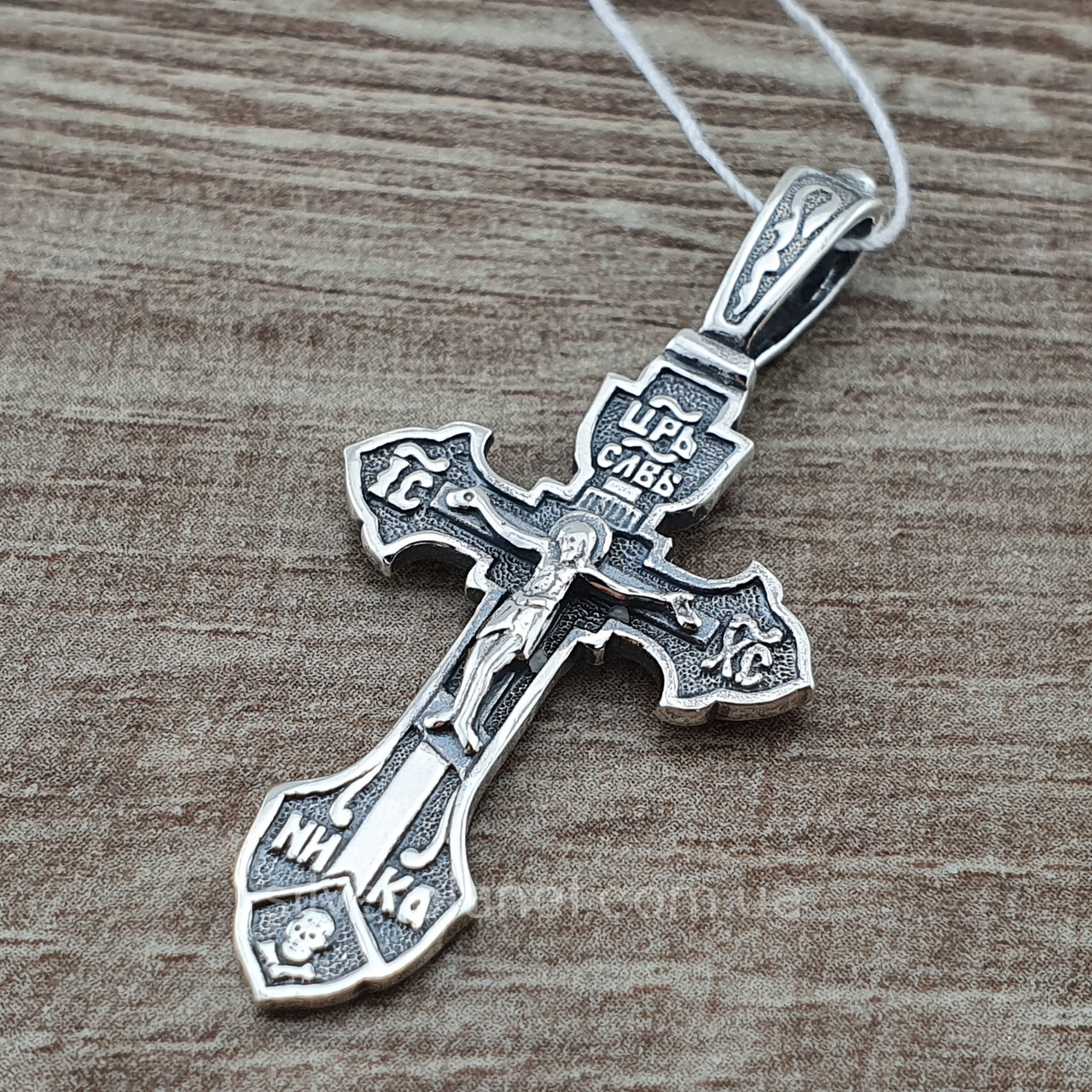 Срібний хрестик "Цар слави". Чоловічий православний кулон з срібла