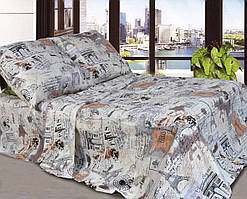 Постільна білизна бязь GOLD євро розміру - Вежа  карта беж