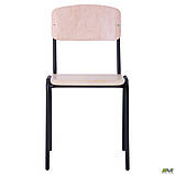 Шкільний стілець Учнівський АМФ №6 тверде сидіння фанера металеві ніжки чорного кольору, фото 7