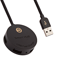 Зовнішній USB-розгалужувач smart HUB WK Carbin WT-N2 2.1 A 4 USB + MicroUSB 15cm Чорний