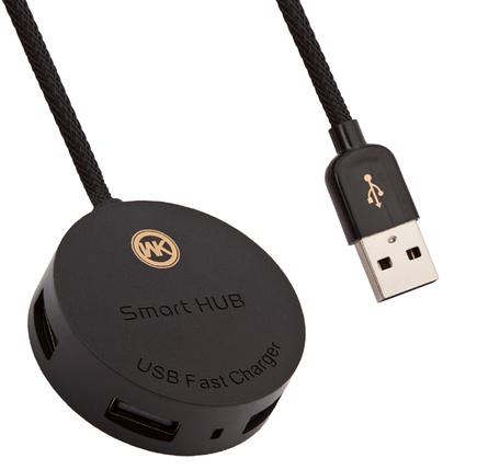 Зовнішній USB-розгалужувач smart HUB WK Carbin WT-N2 2.1 A 4 USB + MicroUSB 15cm Чорний, фото 2