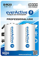 Аккумулятор everActive 2xEVHRL20-10000, D/R20, 10000 mAh, LSD Ni-MH, блистер 2шт