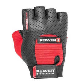 Рукавиці спортивні чоловічі для тренажерного залу перфорація Plus Power PS-2500 System Power, чорний/червоний