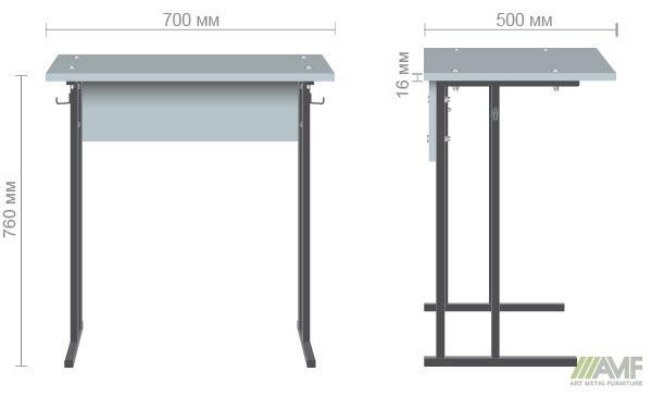 Парта одноместная Аудиторная без полки _размеры
