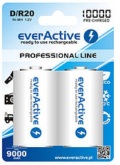 Акумулятор everActive 2xEVHRL20-10000, D/R20, 10000 mAh, LSD Ni-MH, блістер 2шт