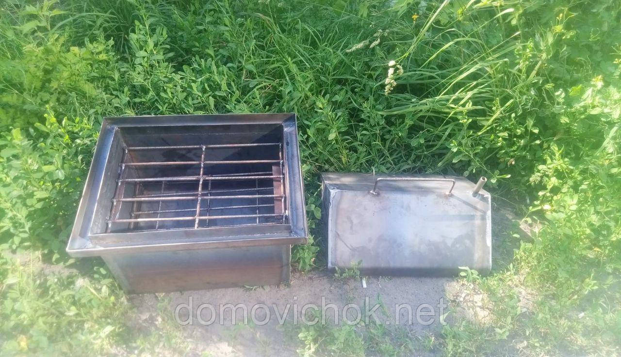 Коптильня Велика 550х250х200, 2мм, 2-х ярусна. Гарячого копчення з Гідрозатворів і Піддоном для збору жиру