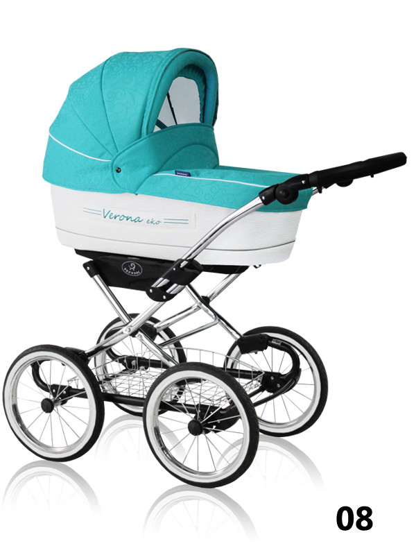 Дитяча коляска 3в1 Verona Eko Chrome 08 шкіра + жакард Ретро