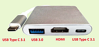 Перехідник Multiport Adapter USB 3.1 Type-C to HDMI/USB 3.0/USB Type-C Золотистий