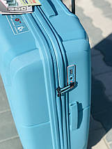 Велика пластикова валіза з поліпропілену блакитного кольору Франція, фото 3