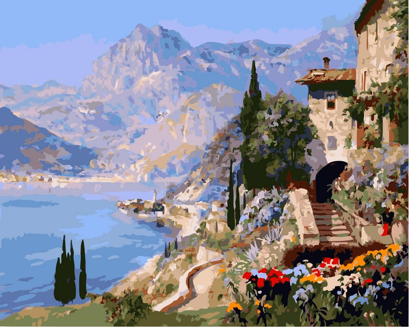 Розмальовка за номерами "Середземноморський пейзаж" худ. Алоїс Арнеггер (VP394) Турбо 40 х 50 см, фото 1